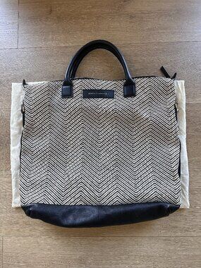 WANT Les Essentiels: Gently Used O'Hare Canvas Tote in Black/Gray Chevron